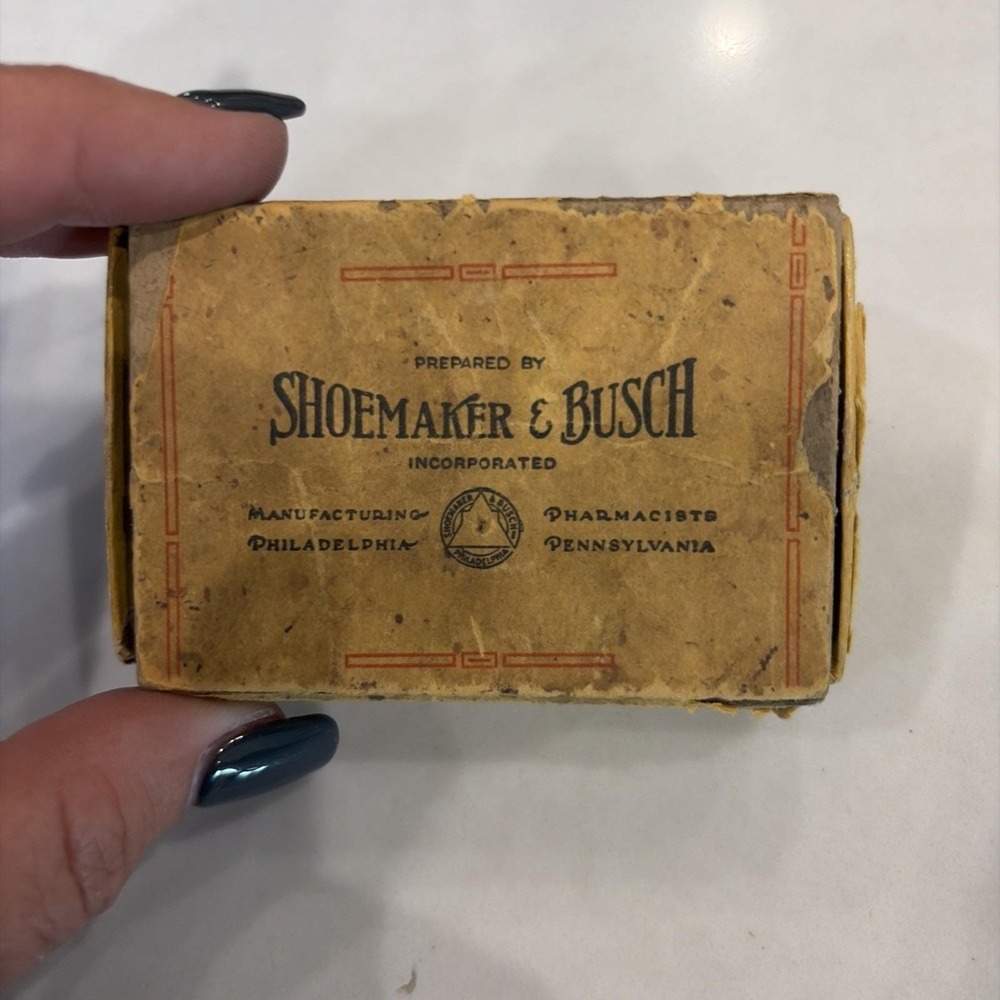 Antique Apothecary Empty Medicine Lozenge Box Shoemaker &‎ Busch PA Advertising